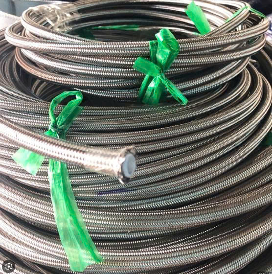 Ống teflon bọc lưới Inox , bọc bố vải xanh, đỏ