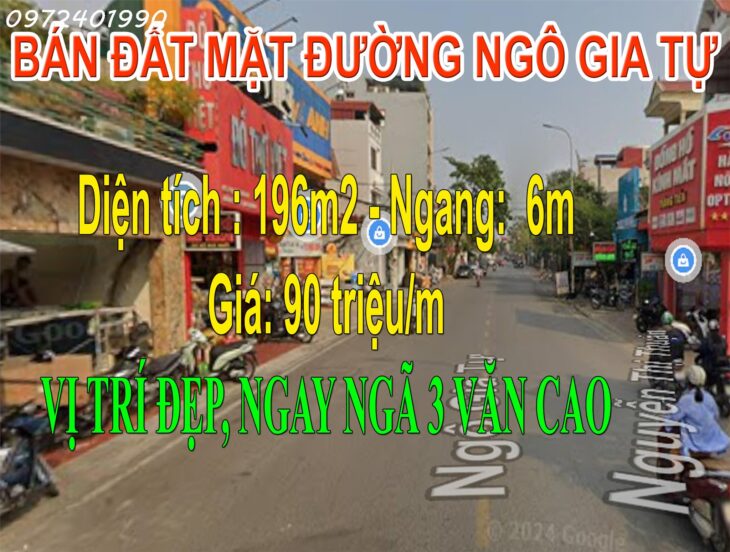 Chính nhà gửi bán siêu phẩm nhà mặt đường Ngô Gia Tự , 196m giá 90tr/m