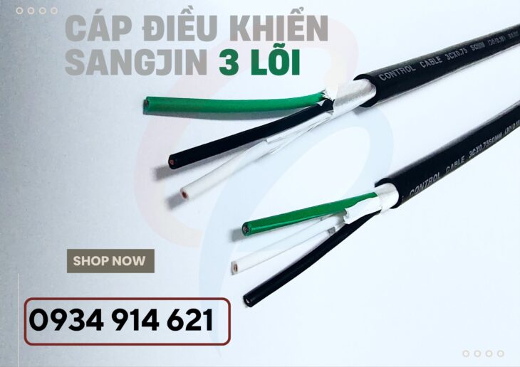 Cáp điều khiển 3 lõi / cáp điện 3×0.5-3×0.75-3×1.25-3×1.5 Sangjin