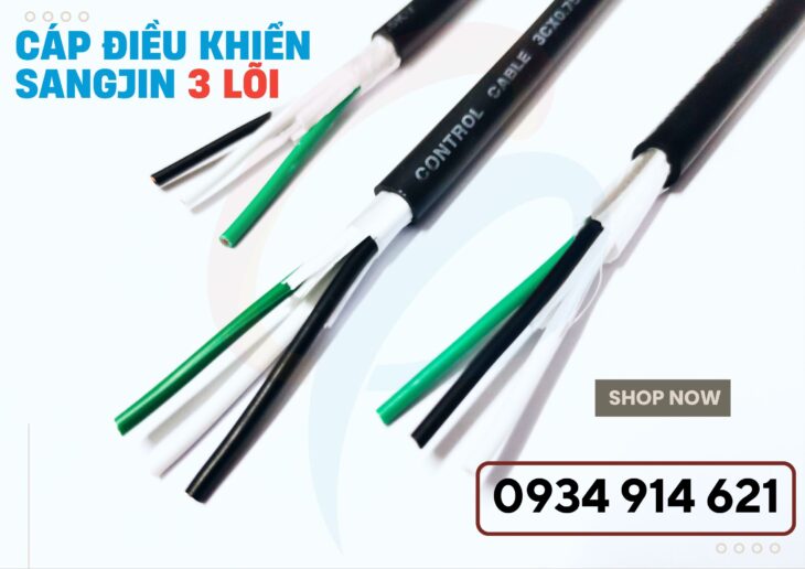 Cáp điều khiển 3 lõi / cáp điện 3×0.5-3×0.75-3×1.25-3×1.5 Sangjin