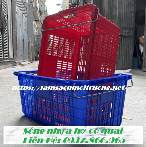 Sóng nhựa hở có quai sắt đa năng, sóng nhựa rỗng có quai xách tại Hà Nội, sọt nhựa