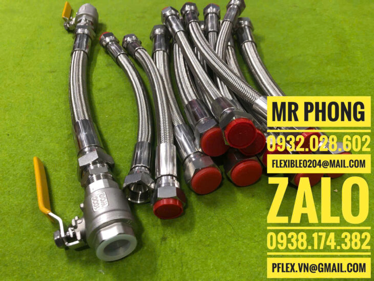 Ống nhựa teflon- Ống nhựa Teflon -PTFE Ống mềm bọc lưới inox- Ống nhựa teflon chịu nhiệt