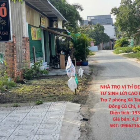 NHÀ TRỌ Vị TrÍ ĐẸP – ĐẦU TƯ SINH LỜI CAO Bán Dãy Trọ 7 phòng Xã Tân Thạnh Đông Củ Chi, HCM
