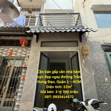 BÁN NHÀ HẺM ĐẸP TRUNG TÂM QUẬN 1, PHƯỜNG NGUYỄN THÁI BÌNH – GIÁ Chỉ 3 TỶ 390 TRIỆU – VỊ TRÍ CỰC