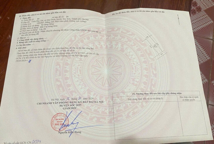 CHÍNH CHỦ CẦN BÁN 100M² ĐẤT Ở THỔ CƯ – THÔN LẠC TÀI, XÃ MAI ĐÌNH, HUYỆN SÓC SƠN, HÀ NỘI