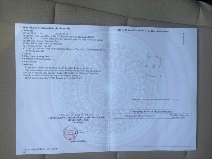 CHÍNH CHỦ CẦN BÁN MẢNH ĐẤT ĐẸP TẠI ĐỒNG DẦU – DỤC TÚ, ĐÔNG ANH, HÀ NỘI