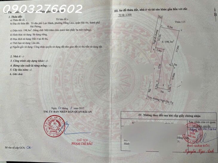 khả năng dự án vàng nhà đường tại Ngô Gia Tự, Hải An, 120 triệu/m2, 198m2