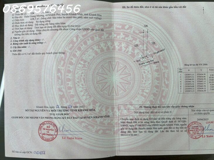 BẢO CẤP 13 CẦN BÁN LÔ ĐẤT Ở MẶT TIỀN ĐƯỜNG YANGBAY KHÁNH HOÀ