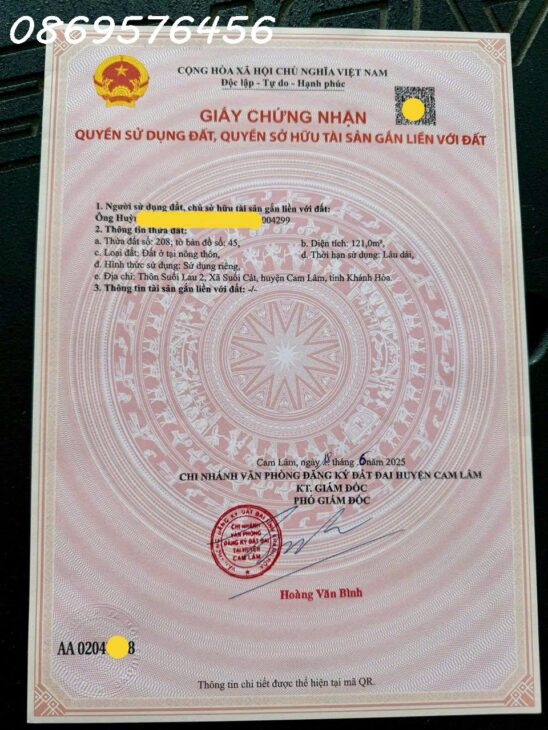 ĐẤT THỔ CƯ GIÁ RẺ TẠI CAM LÂM KHÁNH HOÀ