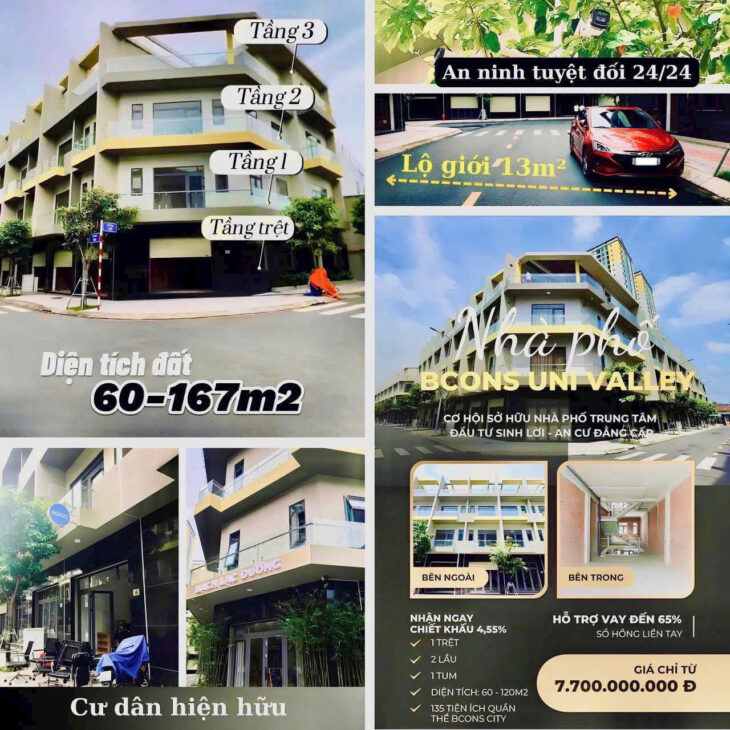 BCONS UNI VALLEY – NHÀ PHỐ SIÊU ĐÔ THỊ GIỮA LÀNG ĐẠI HỌC, PHƯỜNG ĐÔNG HÒA, TP DĨ AN, TỈNH BÌNH DƯƠNG
