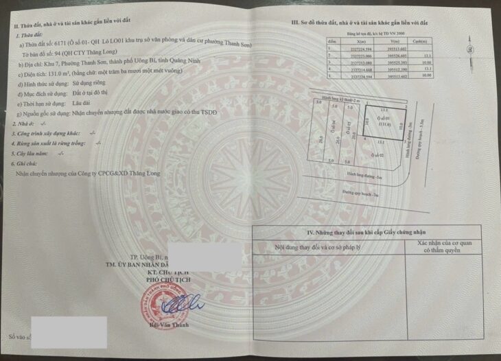 CHÍNH CHỦ BÁN LÔ ĐẤT ĐẸP TRUNG TÂM PHƯỜNG THANH SƠN – TP. UÔNG BÍ, QUẢNG NINH