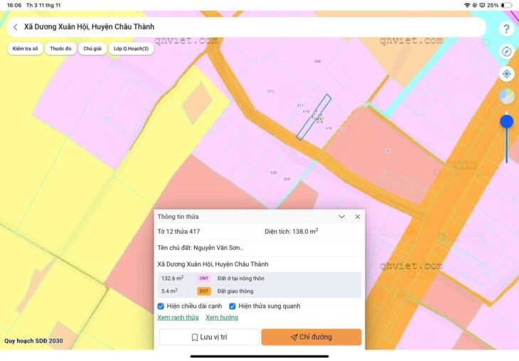 ĐẤT ĐẸP – GIÁ TỐT BÁN ĐẤT FULL THỔ CƯ 138M2 Dương Xuân Hội, Châu Thành Long An