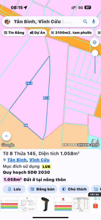 Bán đất tại Phường Tân Triều. Vĩnh Cửu. Đồng Nai-0909808615