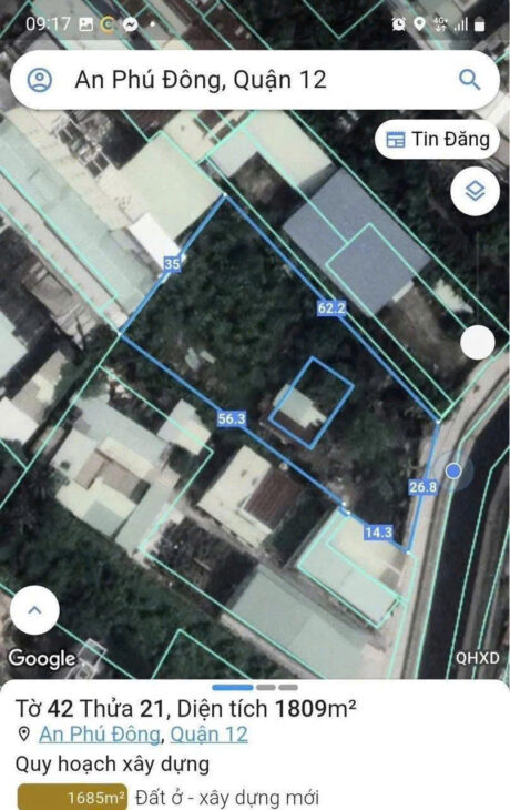 SIÊU LÔ ĐẤT LỚN MẶT TIỀN RẠCH AN PHÚ ĐÔNG 9, Q12 2.000m² THỔ CƯ 1.700m² – VỊ TRÍ CỰC HIẾM!