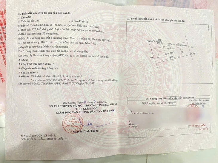 BÁN 2 LÔ ĐẤT ĐẸP – GIÁ MỀM TẠI TÂN SỎI, YÊN THẾ, BẮC GIANG