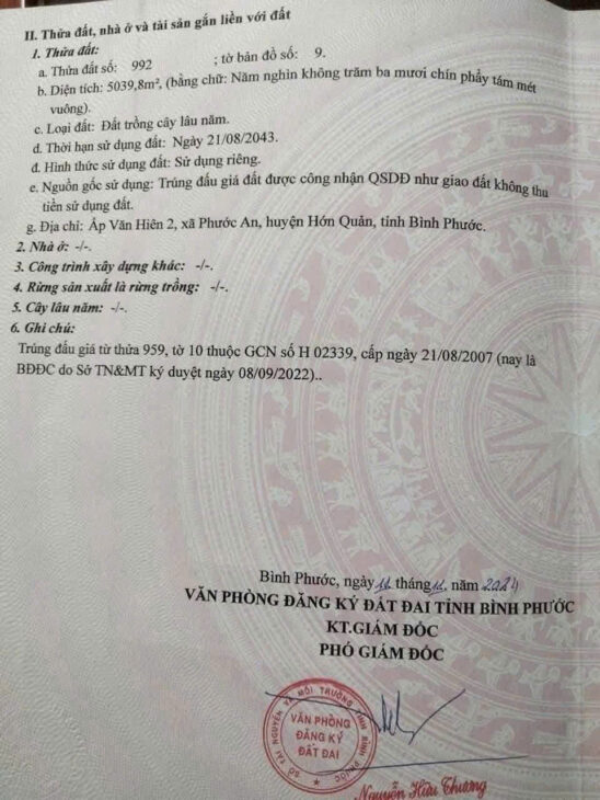 CẦN BÁN 5 SÀO ĐẤT XÃ PHƯỚC AN – HỚN QUẢN – BÌNH PHƯỚC