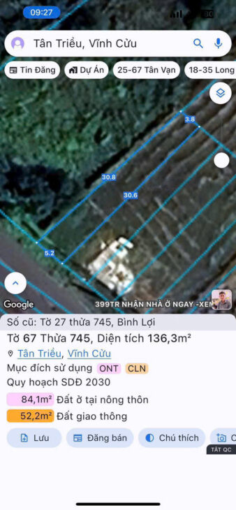 Bán lô đất mặt tiền đường Ông Binh, P. Tân Triều-0909808615