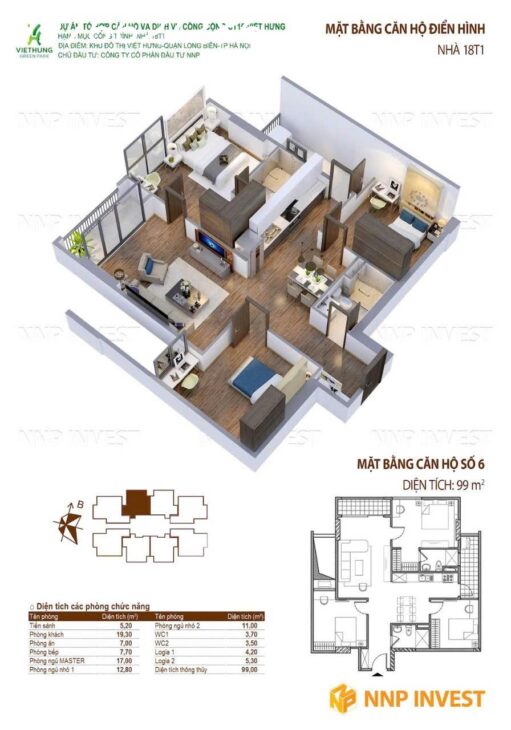 CĂN HỘ CAO CẤP- 3PN-2WC-100M2- GREEN PARK CT15 VIỆT HƯNG giá 7,4x (tỷ)