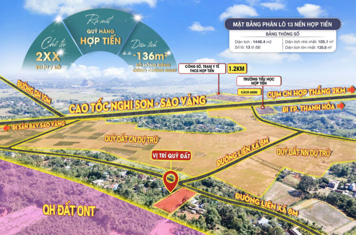 Ra mắt bảng hàng 13 lô đất trung tâm HỢP TIẾN giá chỉ từ 2xx triệu/lô
