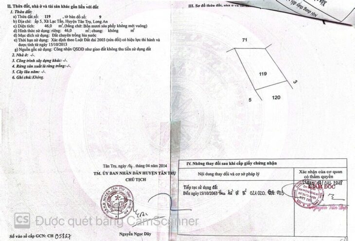 ĐẤT ĐẸP – GIÁ TỐT – BÁN NHANH LÔ ĐẤT Mặt Tiền Tỉnh lộ 833B Xã Lạc Tấn, Tân Trụ, Long An