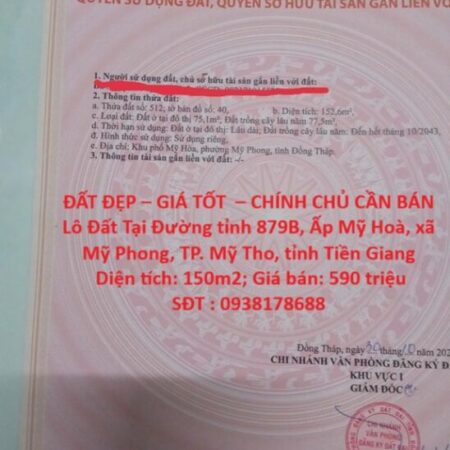 ĐẤT ĐẸP – GIÁ TỐT – CHÍNH CHỦ CẦN BÁN Lô Đất Tại Mỹ Hòa – Mỹ Phong – Đồng Tháp ĐẤT ĐẸP – GIÁ TỐT – CHÍNH CHỦ CẦN BÁN Lô Đất Tại Mỹ Hòa – Mỹ Phong – Đồng Tháp