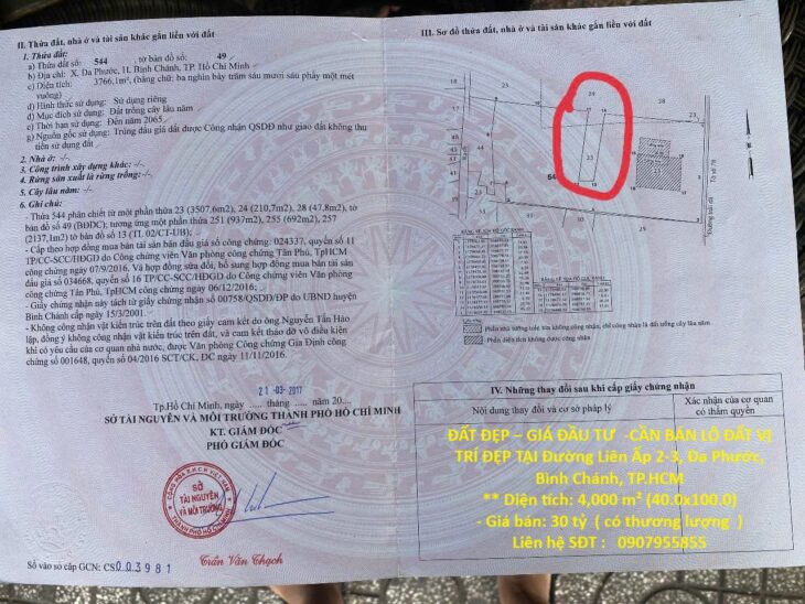 ĐẤT ĐẸP – GIÁ ĐẦU TƯ -CẦN BÁN LÔ ĐẤT VỊ TRÍ ĐẸP TẠI Đường Liên Ấp 2-3, Đa Phước, Bình Chánh, TP.HCM