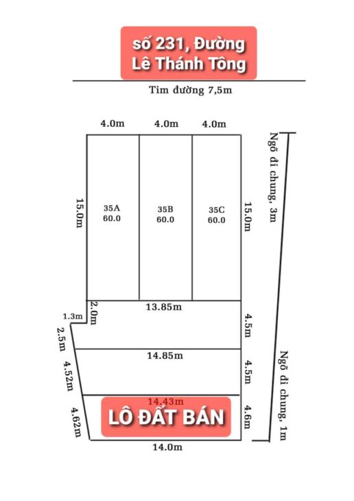 ĐẤT ĐẸP – GIÁ TỐT -CẦN BÁN GẤP LÔ ĐẤT TẠI SỐ 231 Lê Thánh Tông, P.Đông Sơn, TP. Thanh Hóa, Thanh Hóa