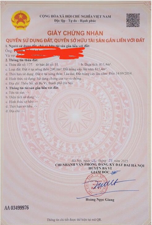 LÔ ĐẤT VỊ TRÍ ĐẸP- GIÁ TỐT chính chủ cần bán nhanh lô đất tiềm năng đầu tư tại xã Ba Vì, Tp Hà Nội