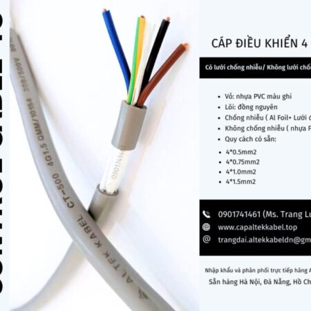 Cáp điều khiển 4×0.5, 4×0.75, 4×1.0, 4×1.5 Đà Nẵng, Huế, Quảng Ngãi