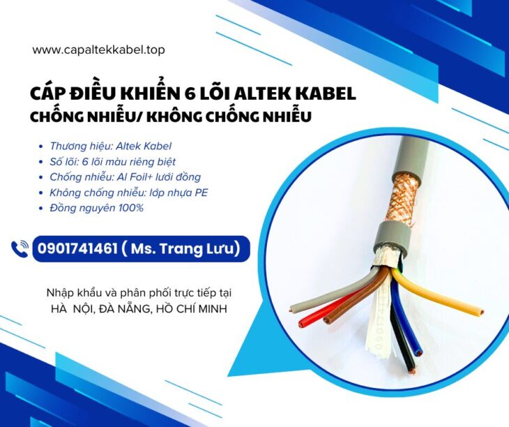 Cáp điều khiển 6×0.5, 6×0.75, 6×1.0, 6×1.5 Altek Kabel chính hãng