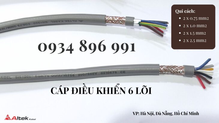 Cáp Điều Khiển Chống Nhiễu 6 X 0.75 Mm2 Bình Định, Khánh Hòa, Gia Lai Cáp Điều Khiển Chống Nhiễu 6 X 0.75 Mm2 Bình Định, Khánh Hòa, Gia Lai