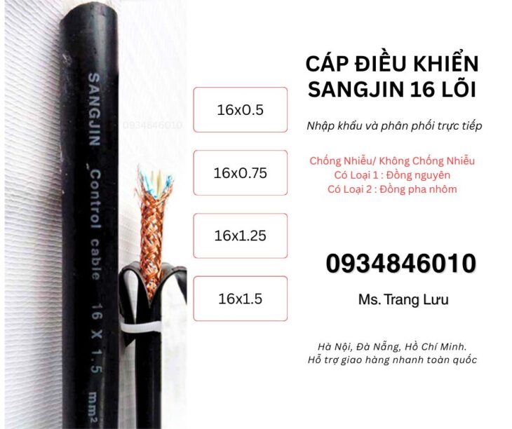 Cáp RVVP/ CXV 16×0.5/16×0.75/16×1.25/16×1.5 Hà Nội, Đà Nẵng, HCM