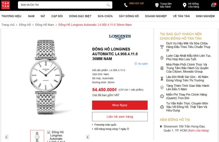 ĐH Nam : Longines La Grande L4.908.4.11.6 Automatic dây thép – Size 36mm fullbox…