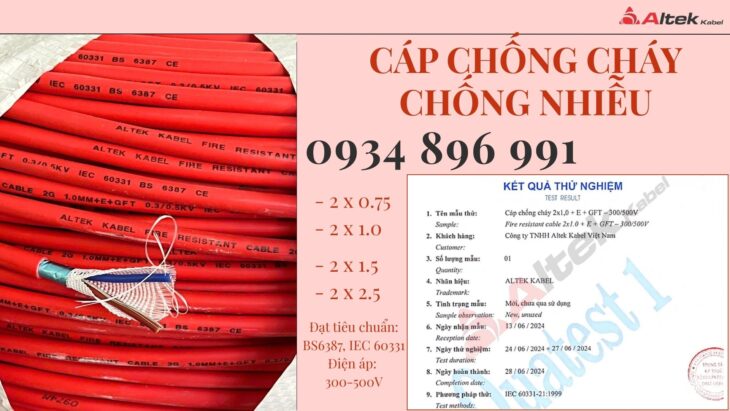 Dây Tín Hiệu Chống Cháy Chống Nhiễu 2×0.75 Mm2 Chuẩn BS6387, IEC 60331