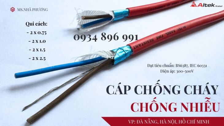Cáp Chống Cháy Chống Nhiễu 2X 1.5 Đạt Chuẩn Bs6387, Iec 60331 Thanh Hóa, Nghệ An, Hà Tĩnh.