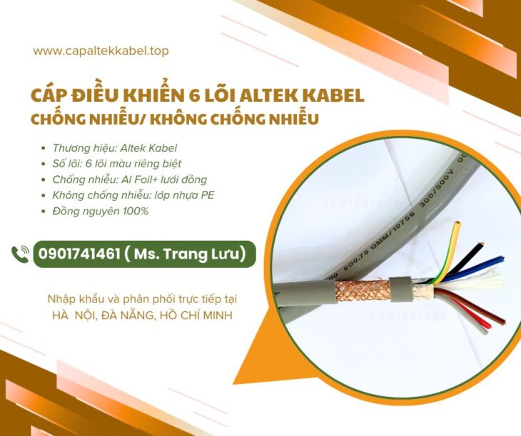 Cáp điều khiển 6×0.5, 6×0.75, 6×1.0, 6×1.5 Altek Kabel chính hãng