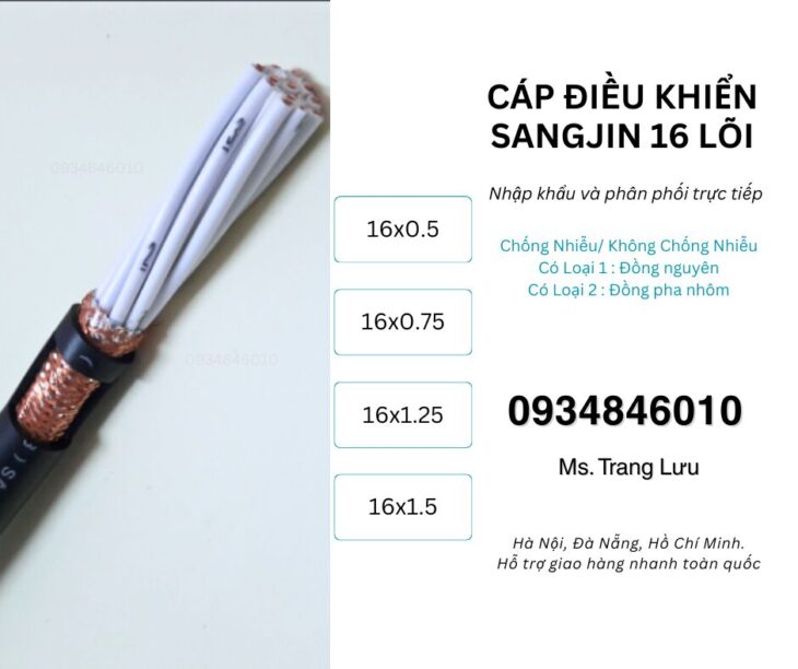 Cáp RVVP/ CXV 16×0.5/16×0.75/16×1.25/16×1.5 Hà Nội, Đà Nẵng, HCM