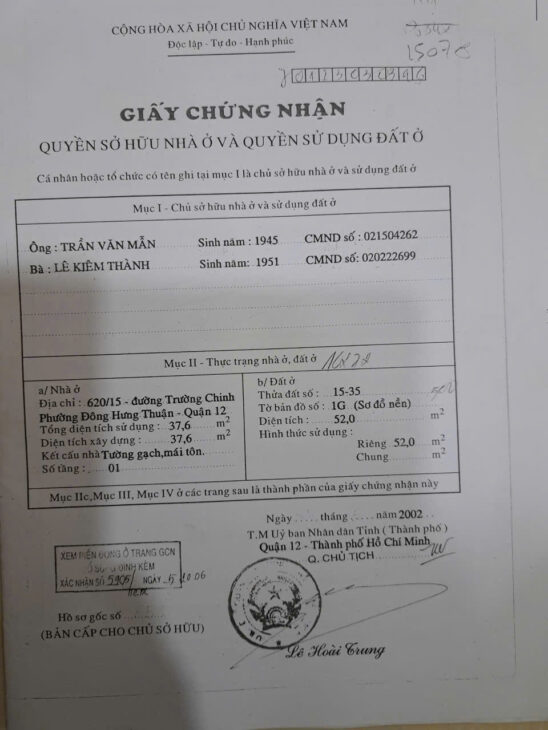 CHÍNH CHỦ BÁN NHÀ HẺM TRƯỜNG CHINH – TÂN HƯNG THUẬN, QUẬN 12.