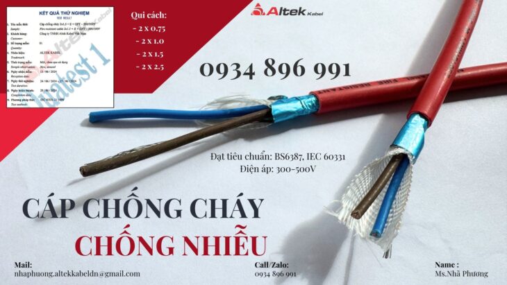 Cáp Chống Cháy Chống Nhiễu 2X 1.5 Đạt Chuẩn Bs6387, Iec 60331 Thanh Hóa, Nghệ An, Hà Tĩnh.