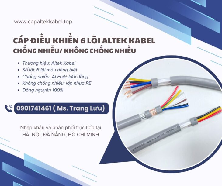 Cáp điều khiển 6×0.5, 6×0.75, 6×1.0, 6×1.5 Altek Kabel chính hãng
