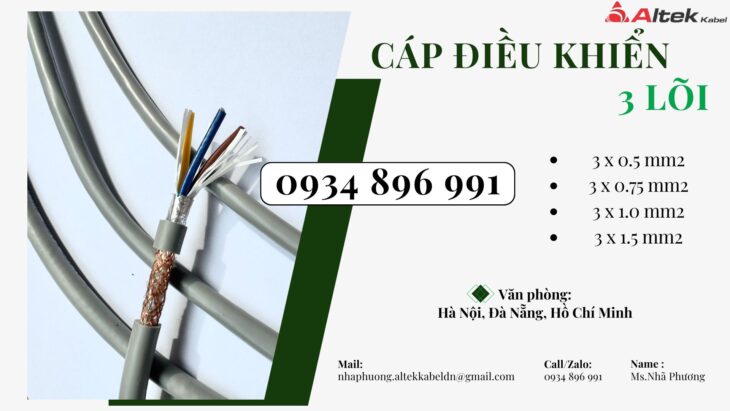 Cáp Điều Khiển 3 X 1.0 Mm2 Thanh Hóa, Nghệ An, Hà Tĩnh.