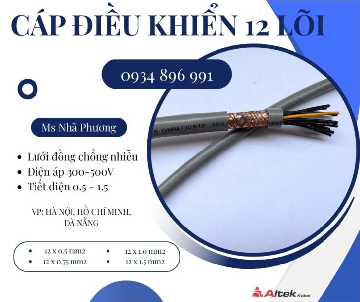 Cáp Tín Hiệu 12 Lõi 0.5mm² Có Sẵn Cần Thơ, Bình Dương, Long An