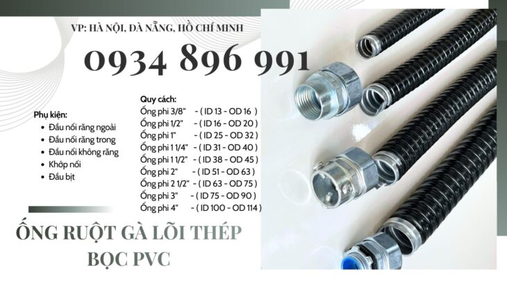 ỐNG RUỘT GÀ LÕI THÉP VÀ ĐẦU NỐI PHI 3/8, 1/2 THANH HÓA, HÀ TĨNH, NGHỆ AN