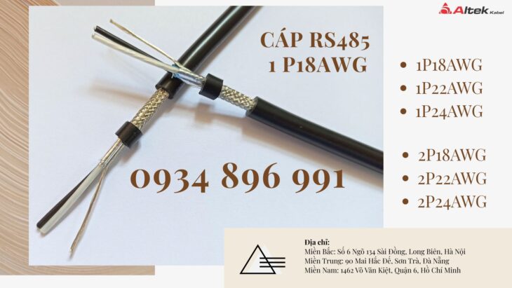 CÁP TÍN HIỆU RS485 1 PAIR 22 AWG KHÁNH HÒA, BÌNH ĐỊNH, GIA LAI