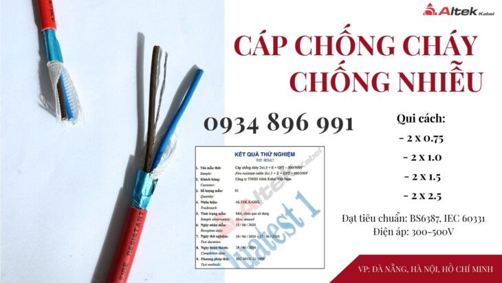 Cáp Chống Cháy Chống Nhiễu 2X 1.5 Đạt Chuẩn Bs6387, Iec 60331 Thanh Hóa, Nghệ An, Hà Tĩnh.