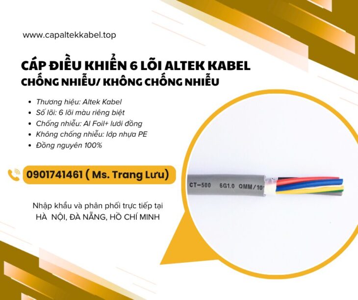 Cáp điều khiển 6×0.5, 6×0.75, 6×1.0, 6×1.5 Altek Kabel chính hãng