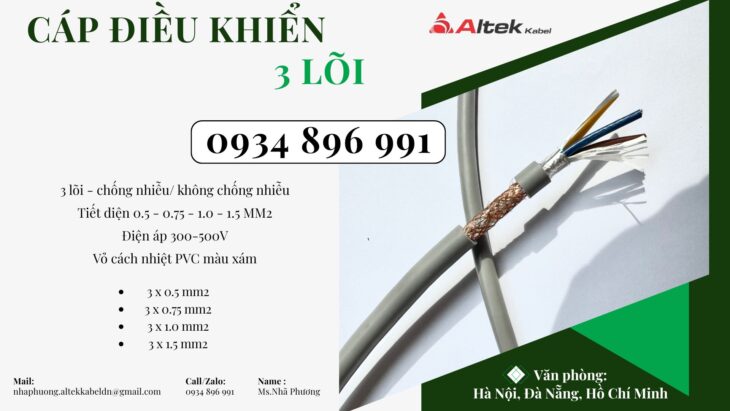 Cáp Điều Khiển 3 X 1.0 Mm2 Thanh Hóa, Nghệ An, Hà Tĩnh.
