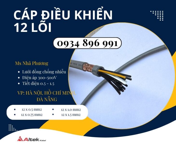 Cáp Tín Hiệu 12 Lõi 0.5mm² Có Sẵn Cần Thơ, Bình Dương, Long An