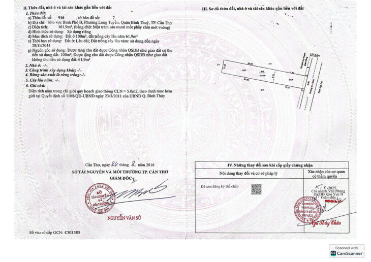 Bán 161,9m² Đất Chính Chủ Tại Khu Vực Bình Phó B, P.Long Tuyền, Q. Bình Thuỷ, TP. Cần Thơ. Giá Chỉ