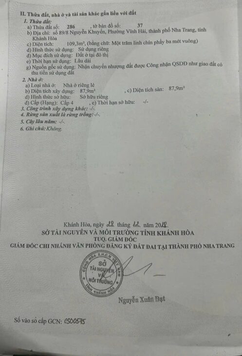 BÁN NHÀ KÈM DÃY TRỌ HẺM NGUYỄN KHUYẾN – VĨNH HẢI